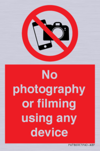 No photography or filming using any device